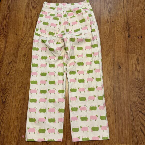 Lisa says gah sheep print fun colorful flat front straight cut size 30 pants - Picture 3 of 10
